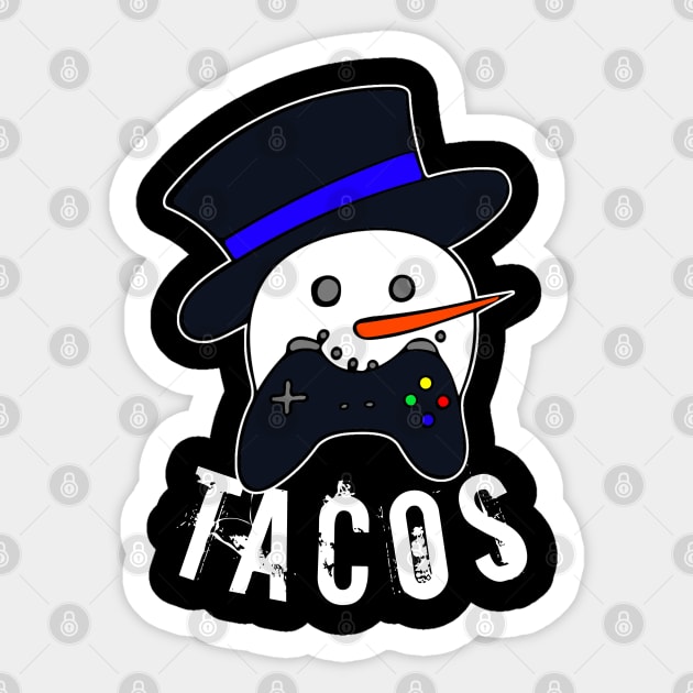 Snowman Gamer Face Tacos Sticker by MaystarUniverse